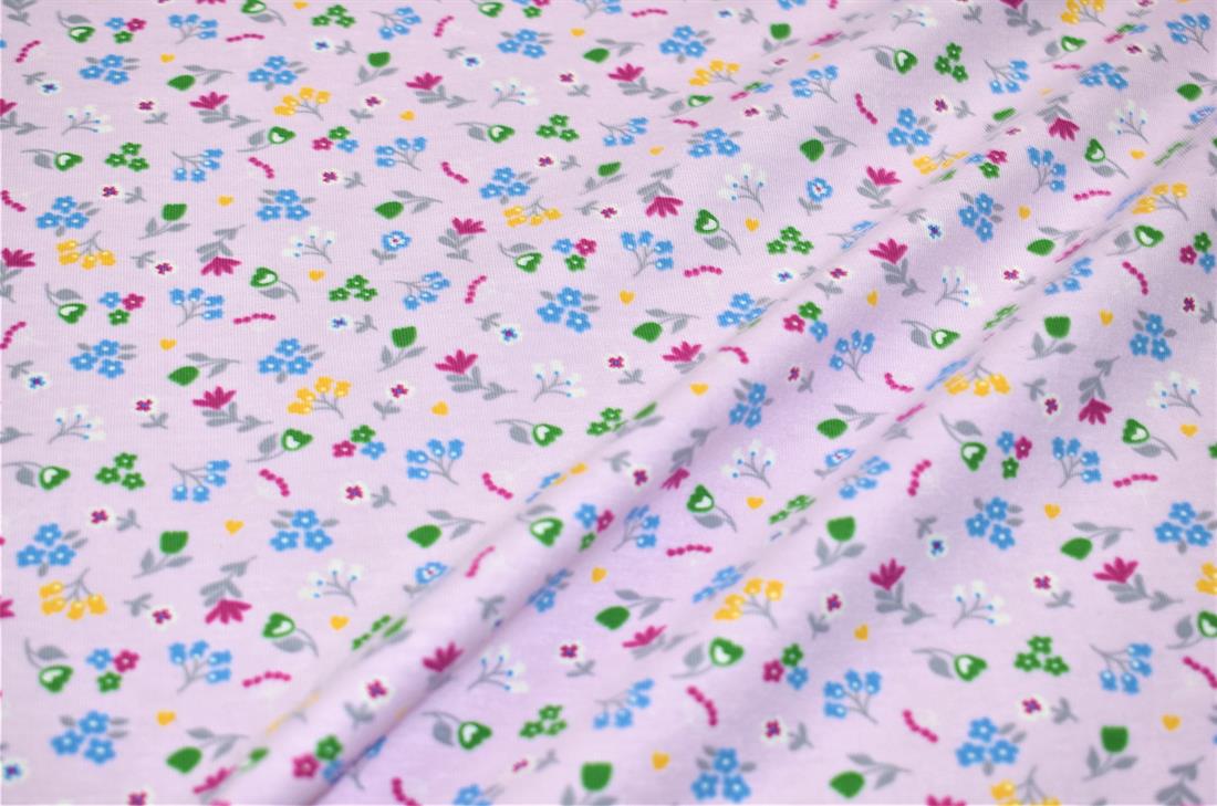 Baby Pink Dainty Flowers Cotton Jersey