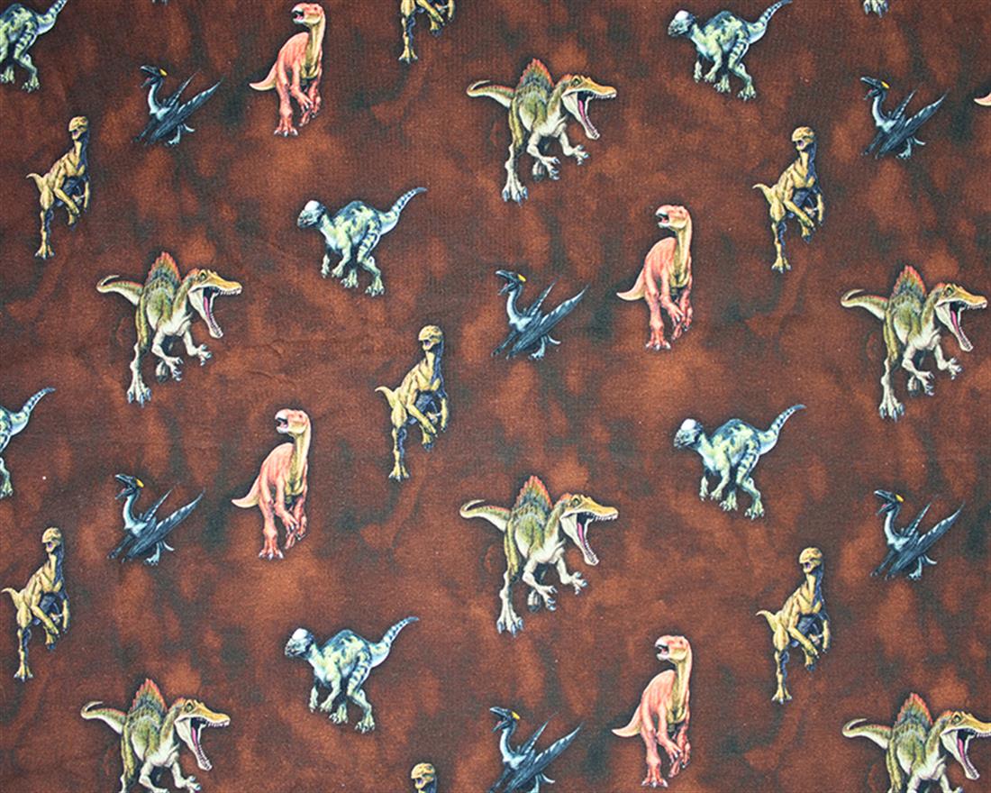 Brown Jurassic Park Dinosaur Licensed Cotton Jersey