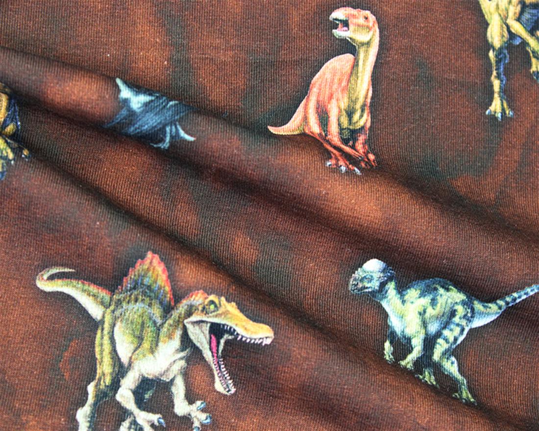 Brown Jurassic Park Dinosaur Licensed Cotton Jersey