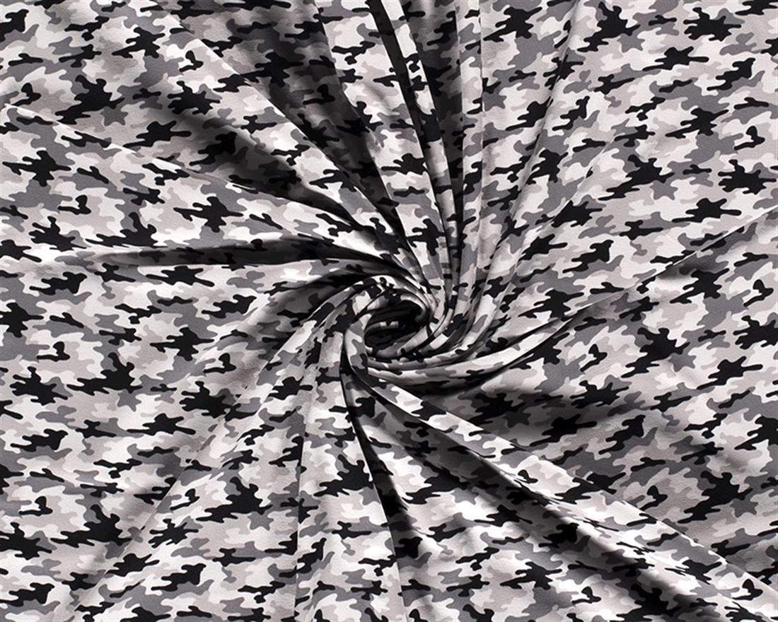 Grey Camouflage Cotton Jersey