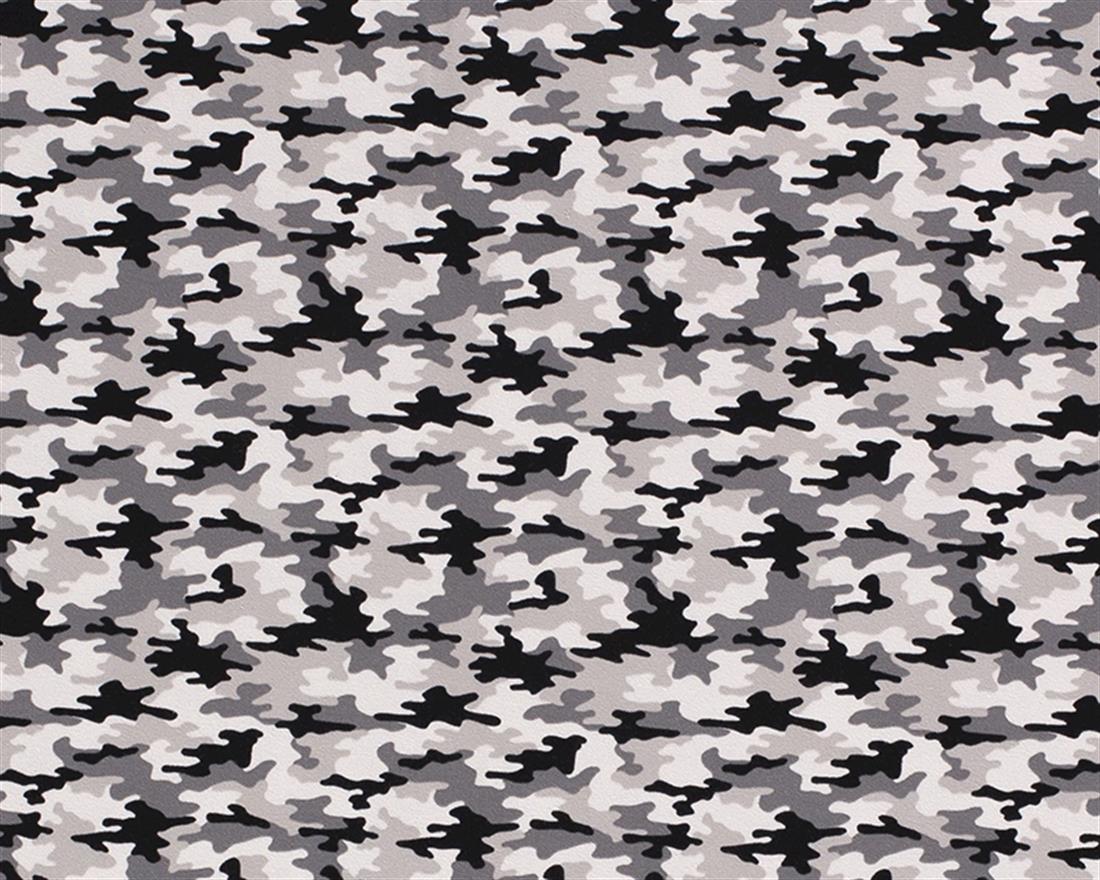 Grey Camouflage Cotton Jersey