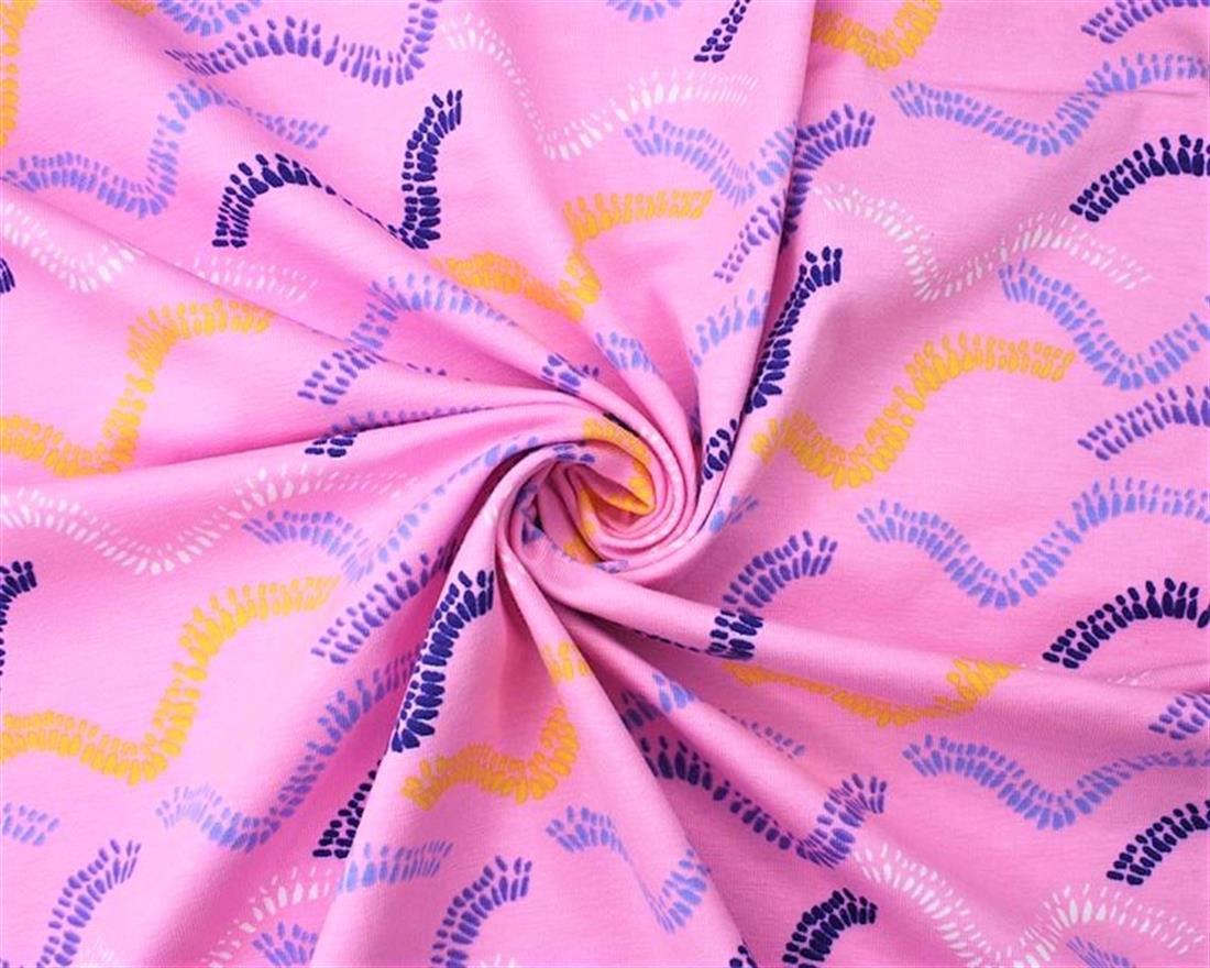 Pink Organic Arty Wave Cotton Jersey