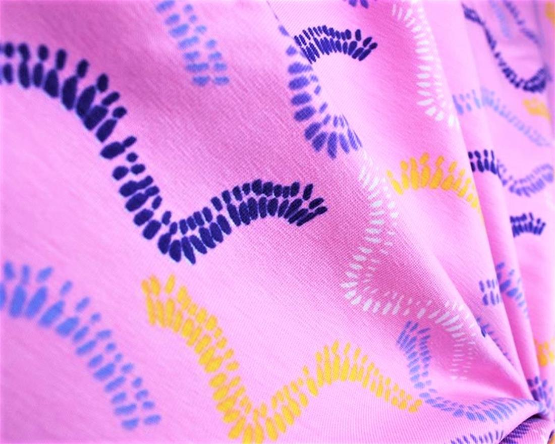 Pink Organic Arty Wave Cotton Jersey