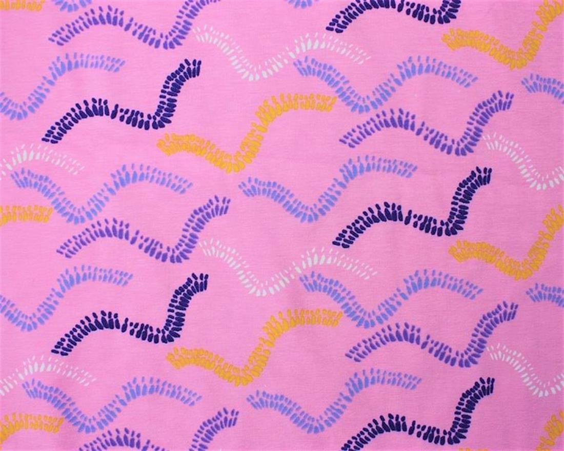 Pink Organic Arty Wave Cotton Jersey