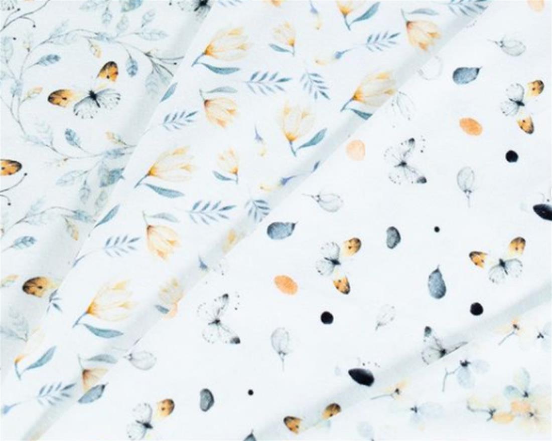 White Watercolour Tulips Cotton Jersey
