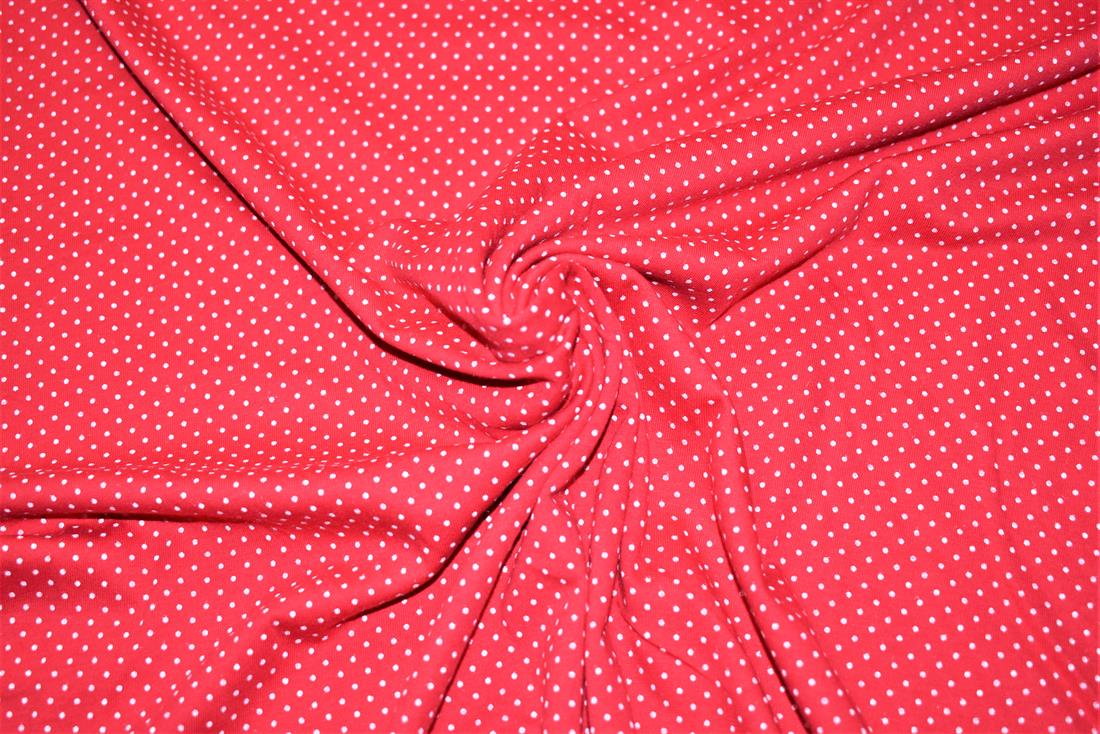 Red & White Printed Jersey Fabric