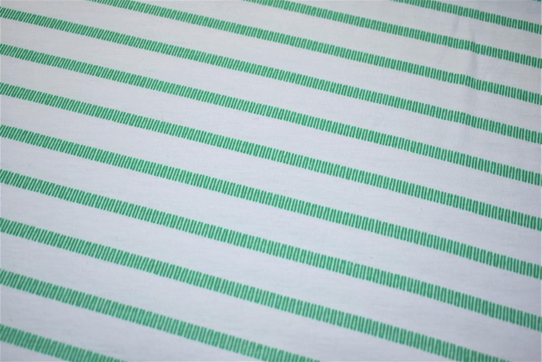 White & Green Strips Jersey Fabric