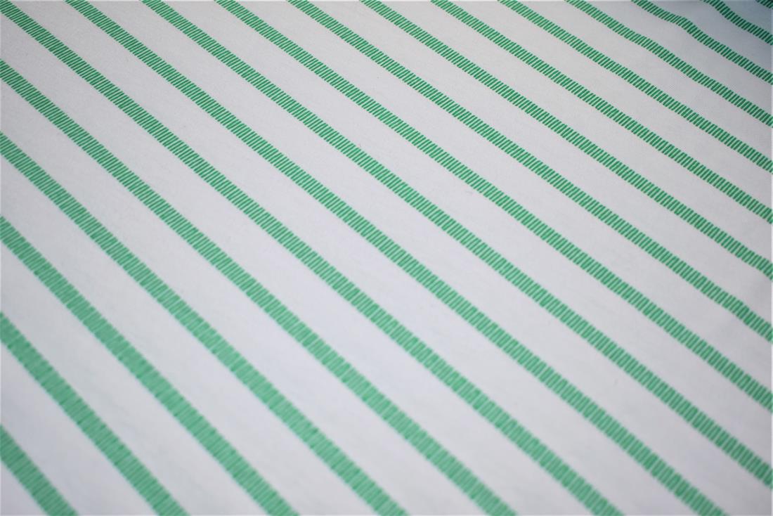 White & Green Strips Jersey Fabric