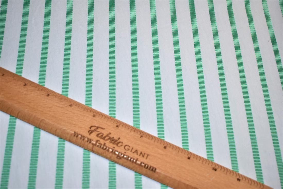 White & Green Strips Jersey Fabric