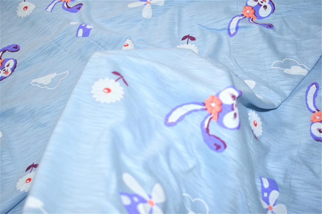 Sky Blue Printed Jersey Fabric
