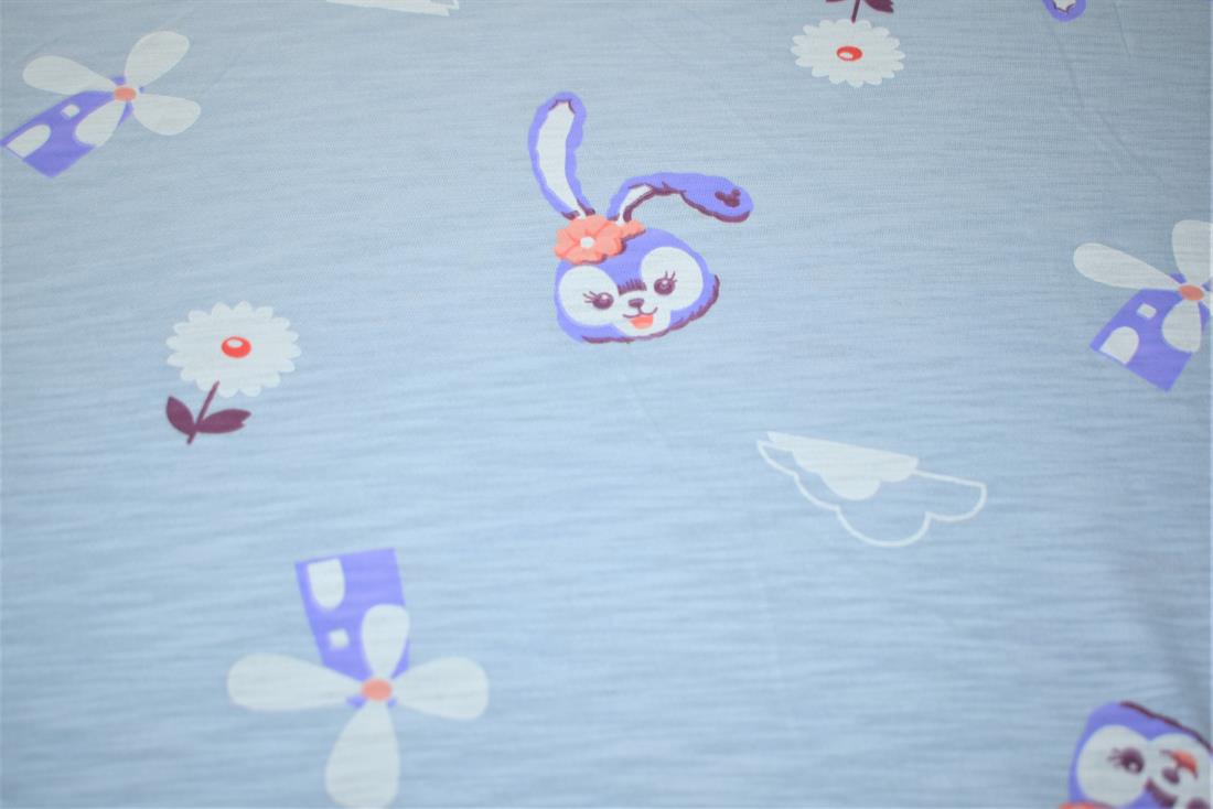 Sky Blue Printed Jersey Fabric