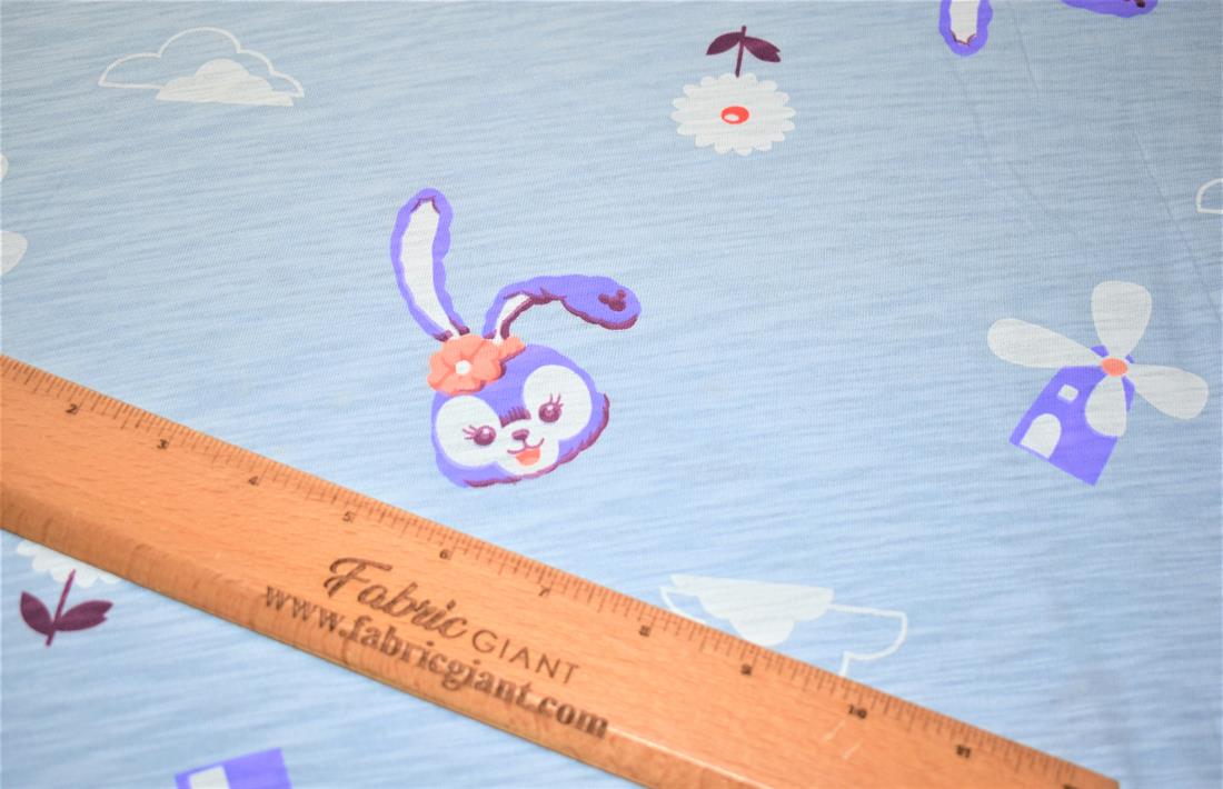 Sky Blue Printed Jersey Fabric