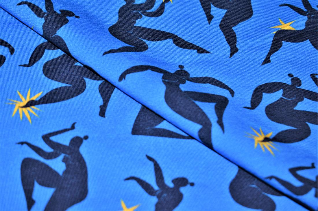 Blue Little Johnny Icarus Stars Cotton Printed Jersey Fabric