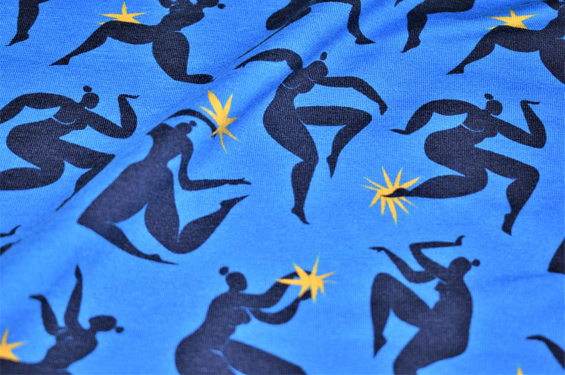 Blue Little Johnny Icarus Stars Cotton Printed Jersey Fabric
