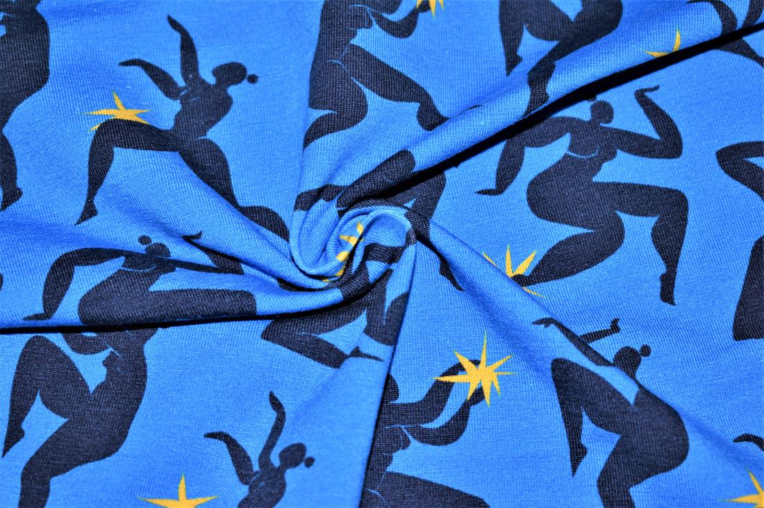 Blue Little Johnny Icarus Stars Cotton Printed Jersey Fabric