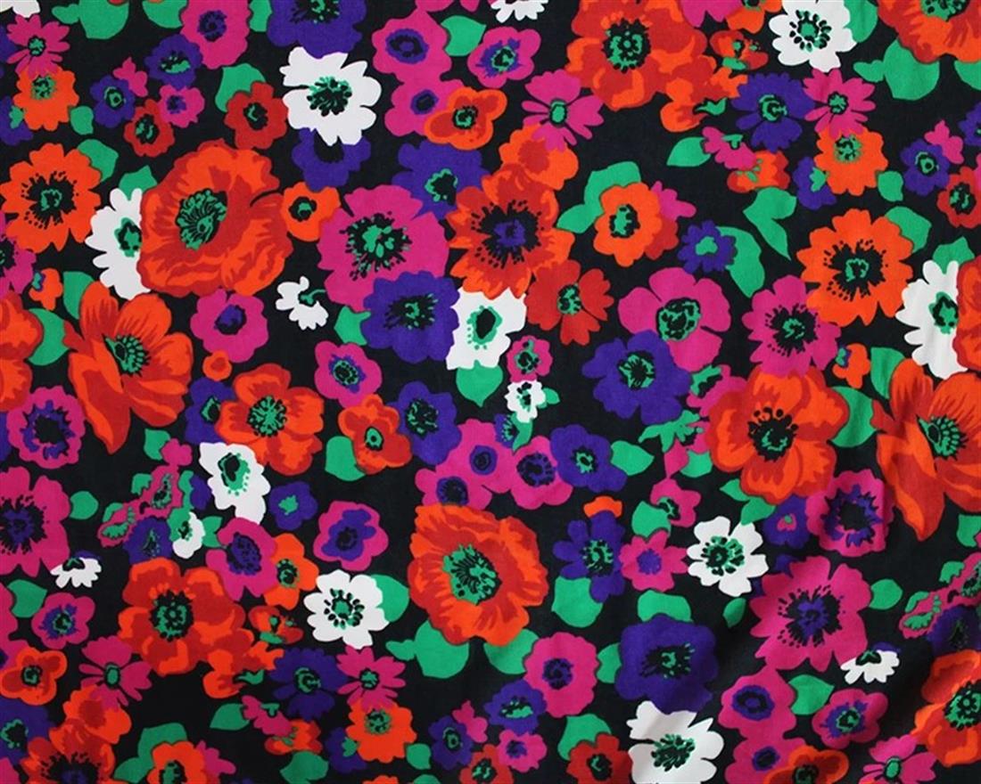 Black Floral Jersey Printed Fabric
