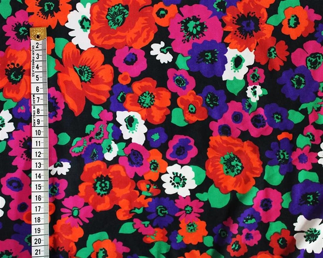 Black Floral Jersey Printed Fabric