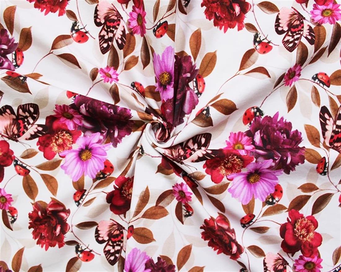 Pink Cotton Jersey Flowers