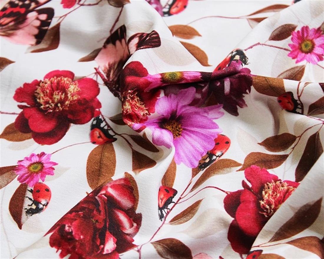 Pink Cotton Jersey Flowers