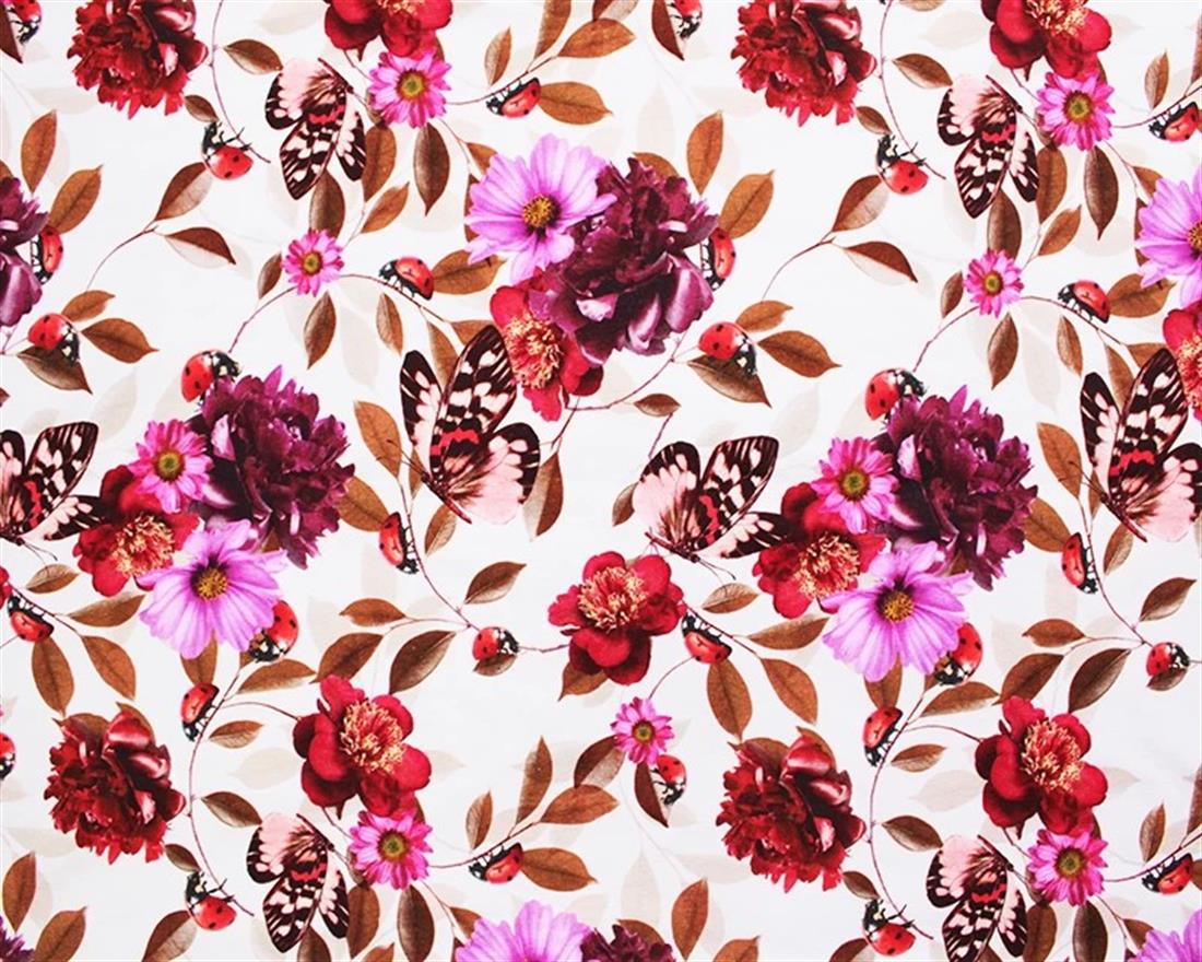 Pink Cotton Jersey Flowers