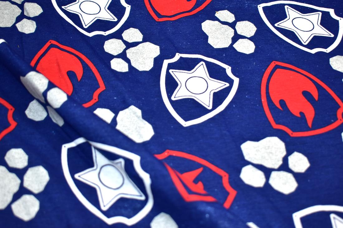 Navy Paw Shield Printed Jersey Fabric