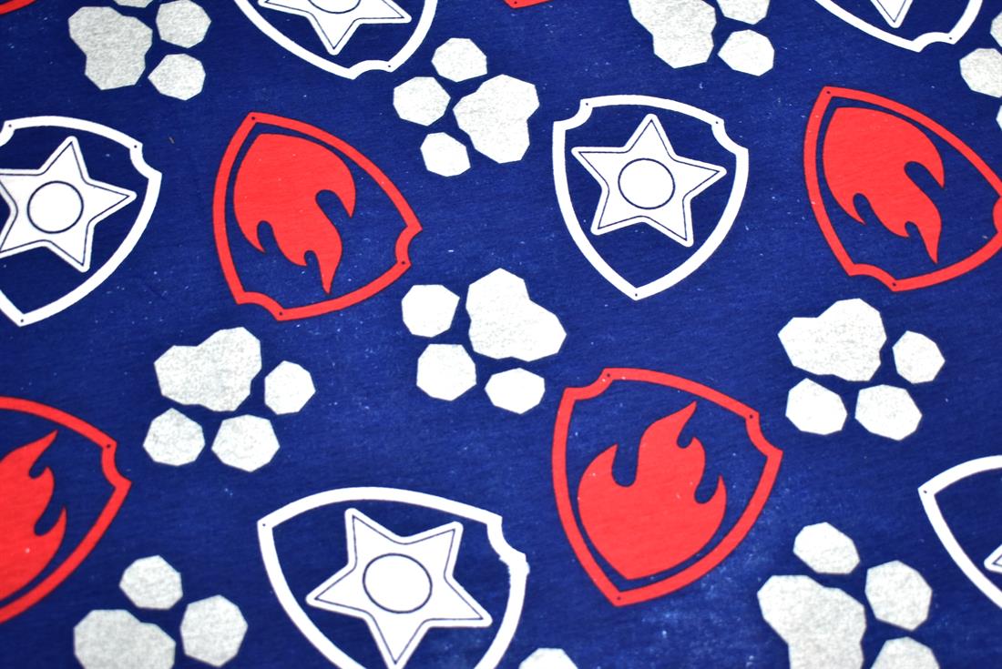Navy Paw Shield Printed Jersey Fabric