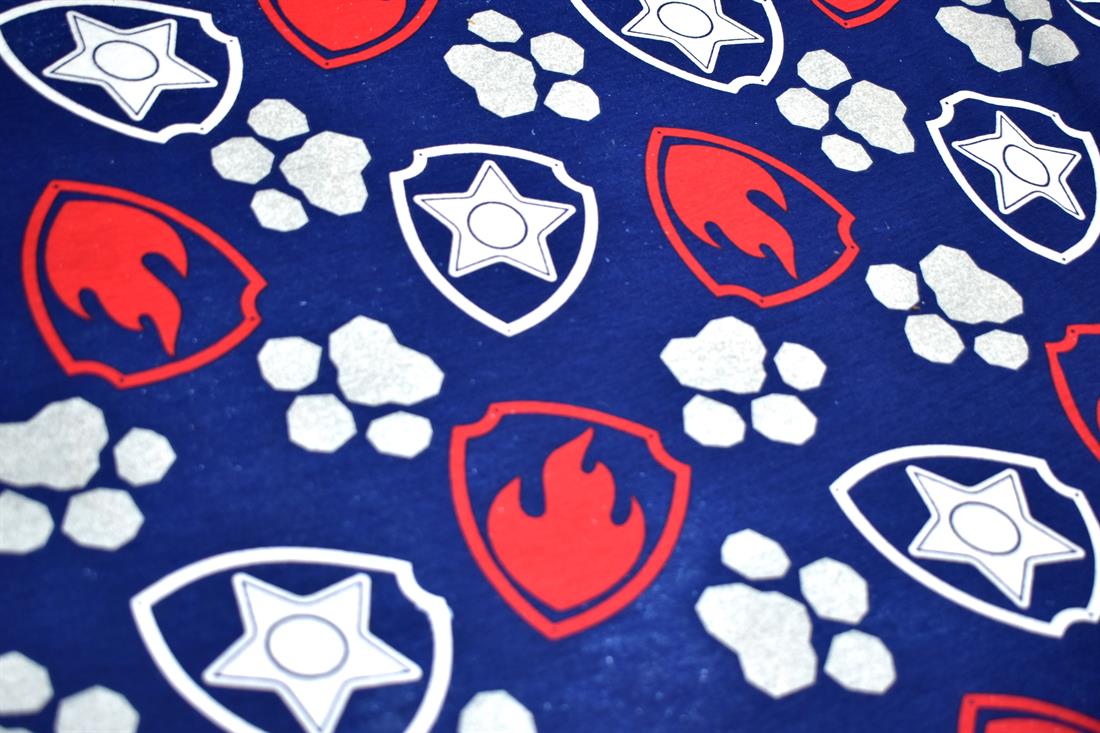 Navy Paw Shield Printed Jersey Fabric