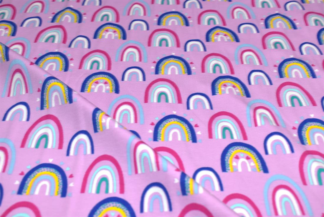 Pink Rainbow Arches Cotton Jersey