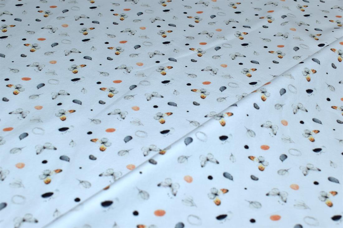 White Butterfly Feathers Cotton Jersey
