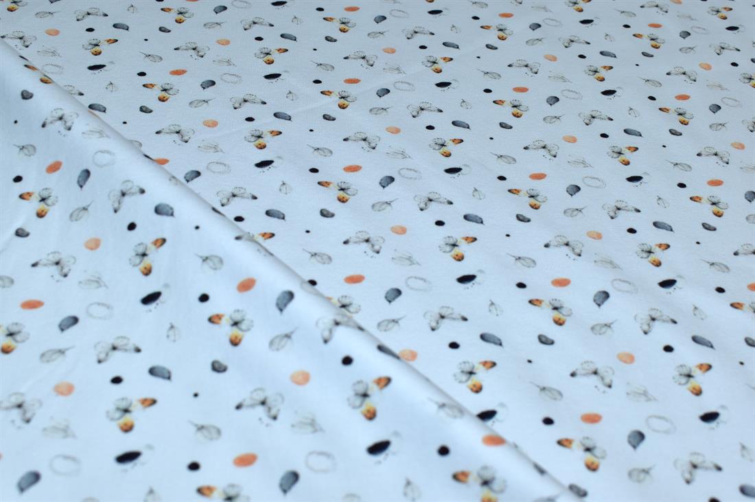 White Butterfly Feathers Cotton Jersey