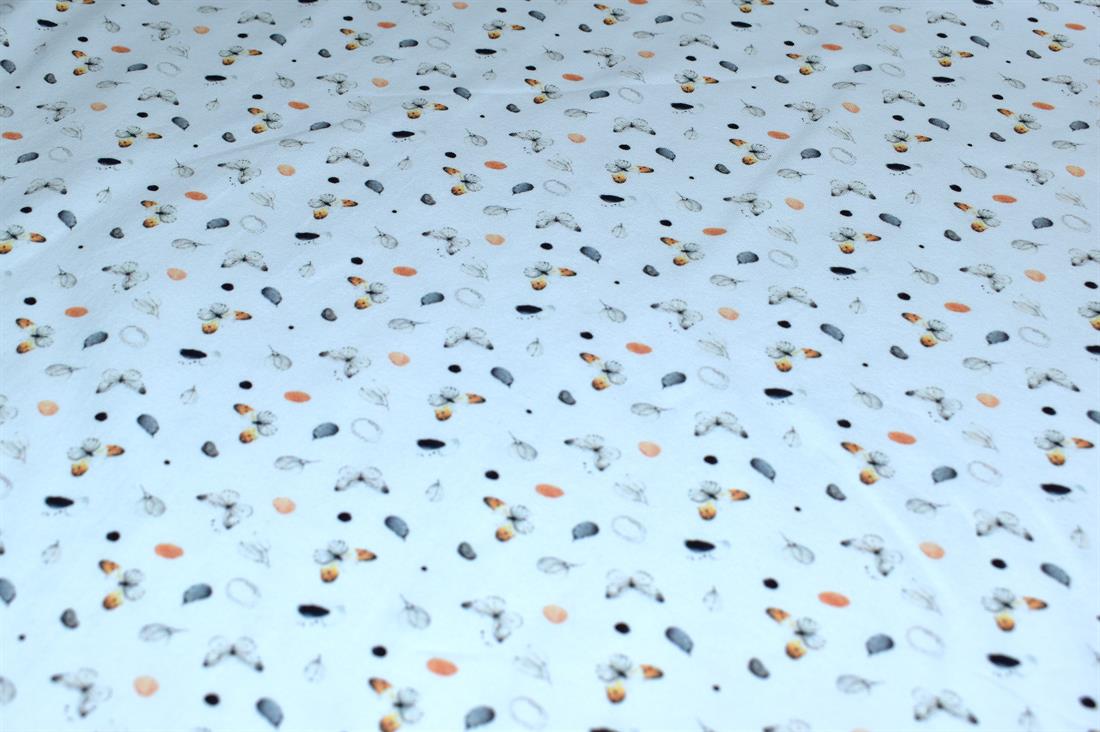 White Butterfly Feathers Cotton Jersey