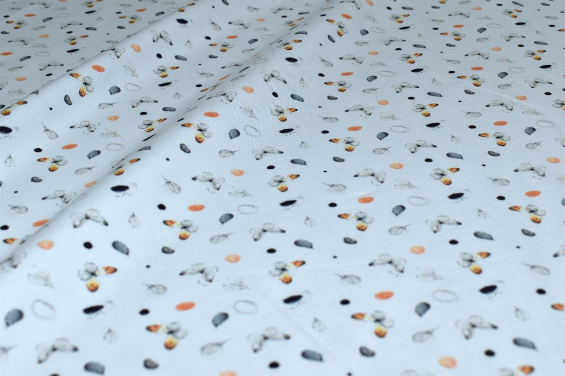 White Butterfly Feathers Cotton Jersey