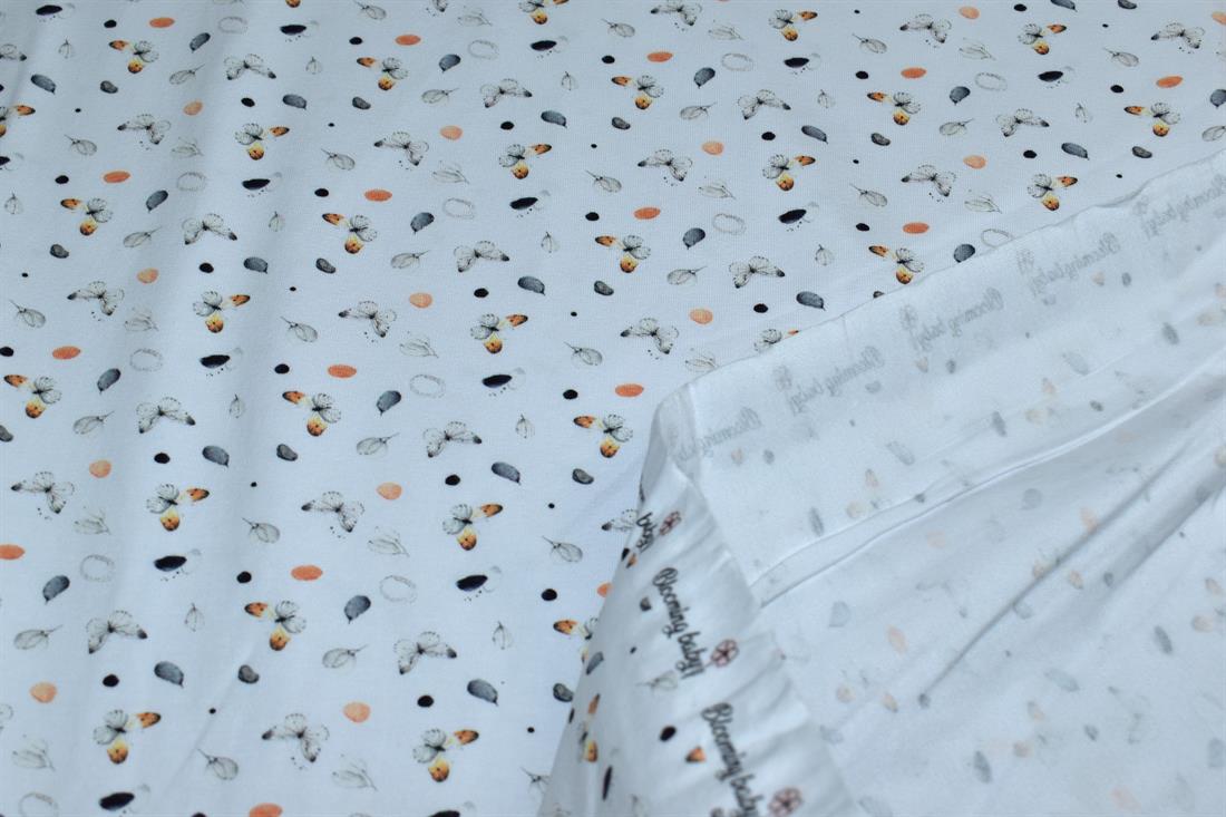 White Butterfly Feathers Cotton Jersey