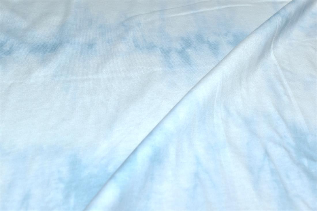 White & Blue Printed Jersey Fabric