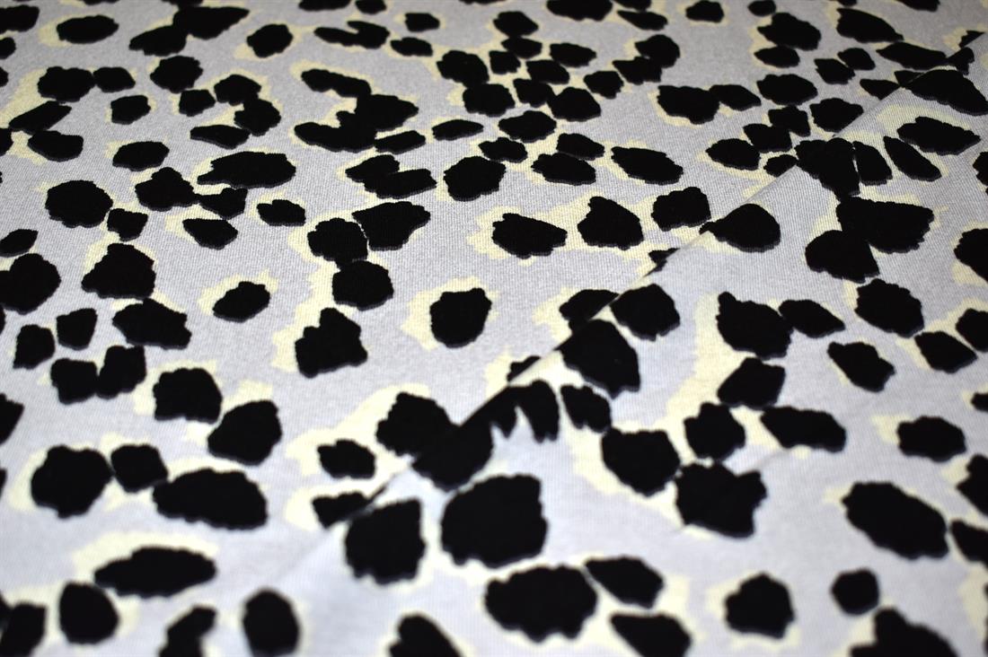 Light Grey & Black Leopard Printed Viscose Fabric Jersey