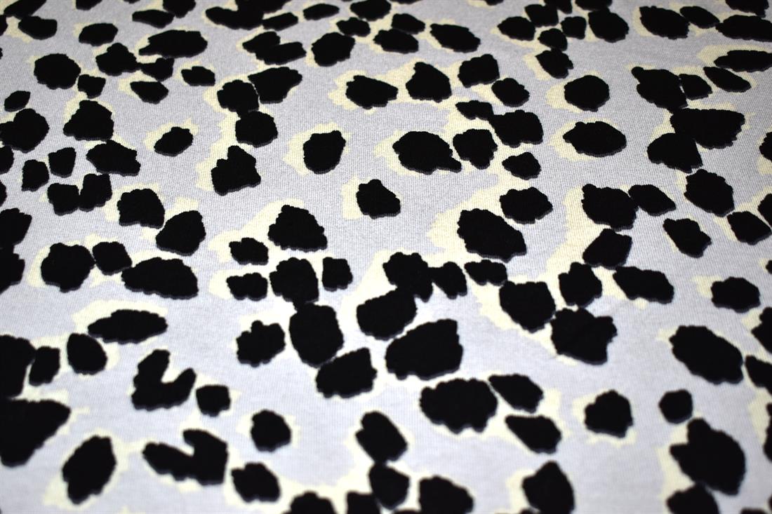 Light Grey & Black Leopard Printed Viscose Fabric Jersey