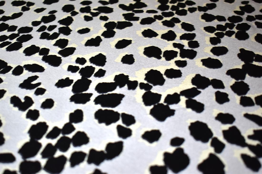 Light Grey & Black Leopard Printed Viscose Fabric Jersey