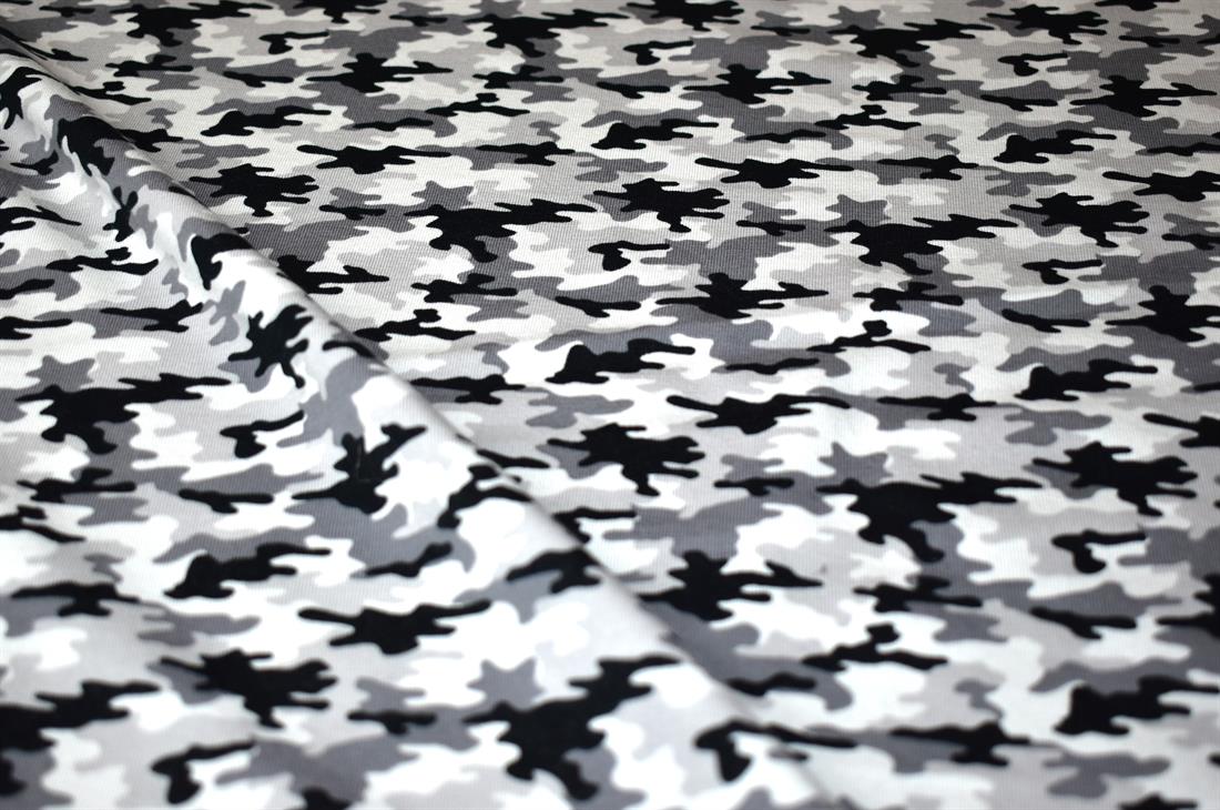 Grey Camouflage Cotton Jersey