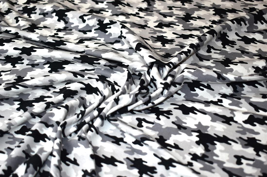 Grey Camouflage Cotton Jersey