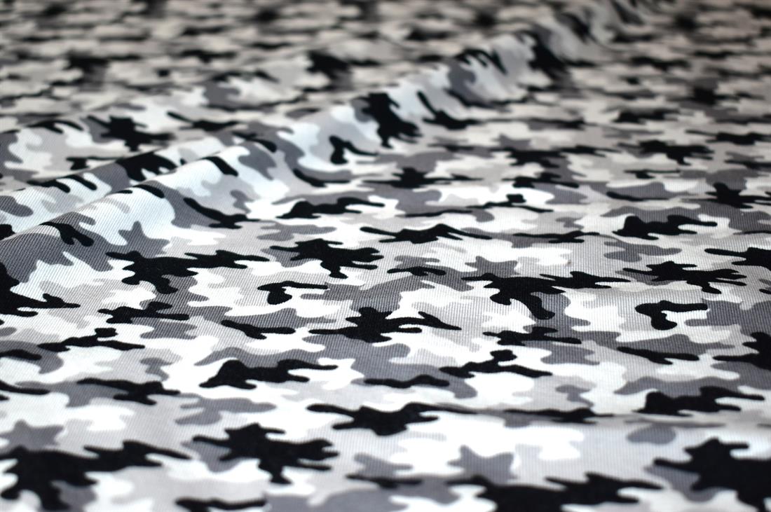 Grey Camouflage Cotton Jersey