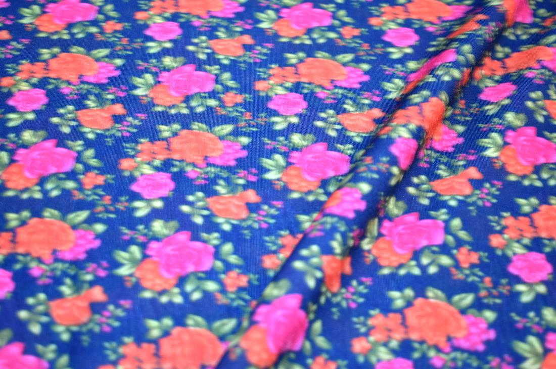 Navy & Pink Printed Jersey Fabric