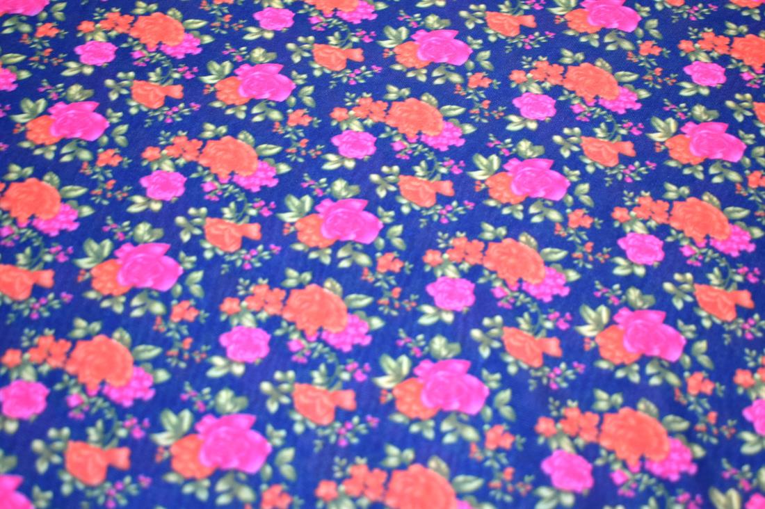 Navy & Pink Printed Jersey Fabric