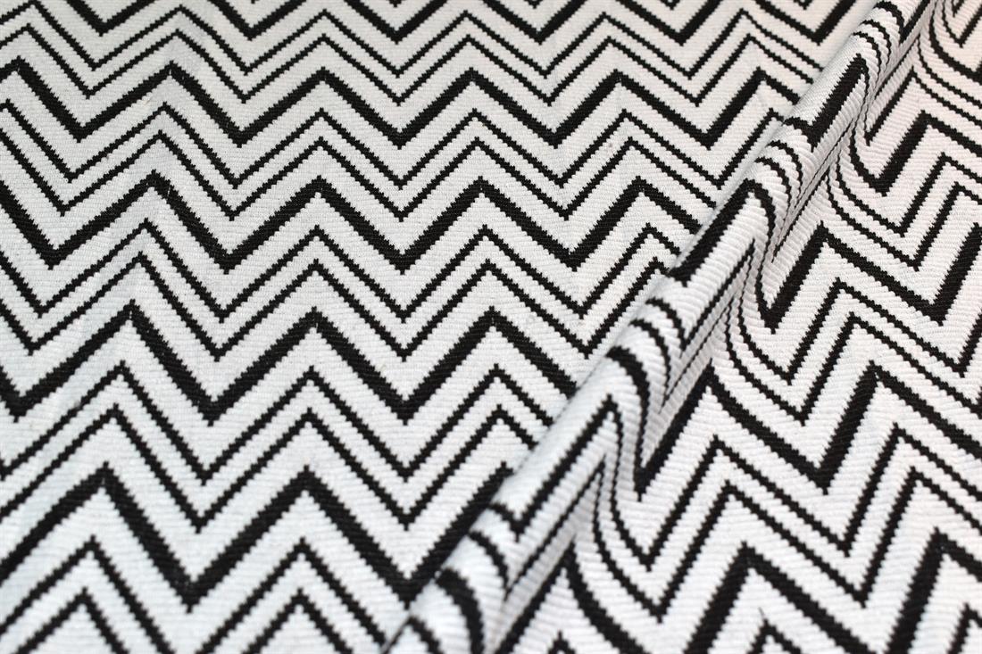 White & Black Printed Zig Zag Jersey Fabric