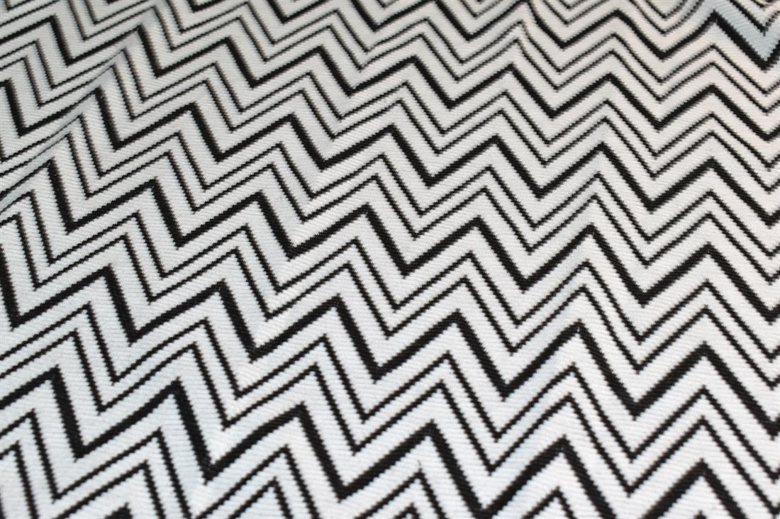 White & Black Printed Zig Zag Jersey Fabric