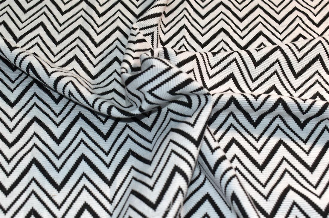 White & Black Printed Zig Zag Jersey Fabric