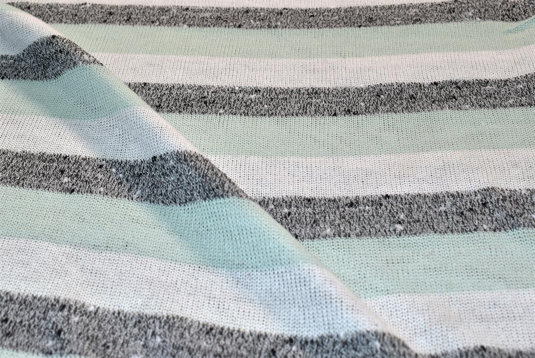 Mint Printed Strips Jersey Fabric
