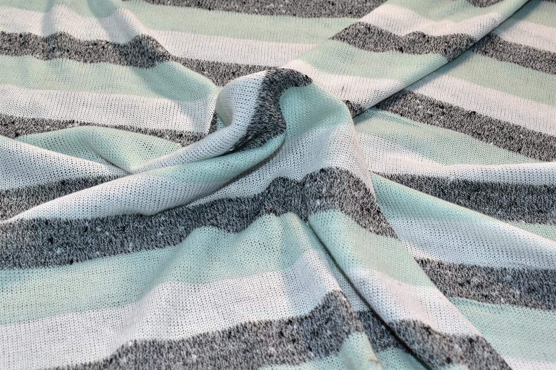 Mint Printed Strips Jersey Fabric