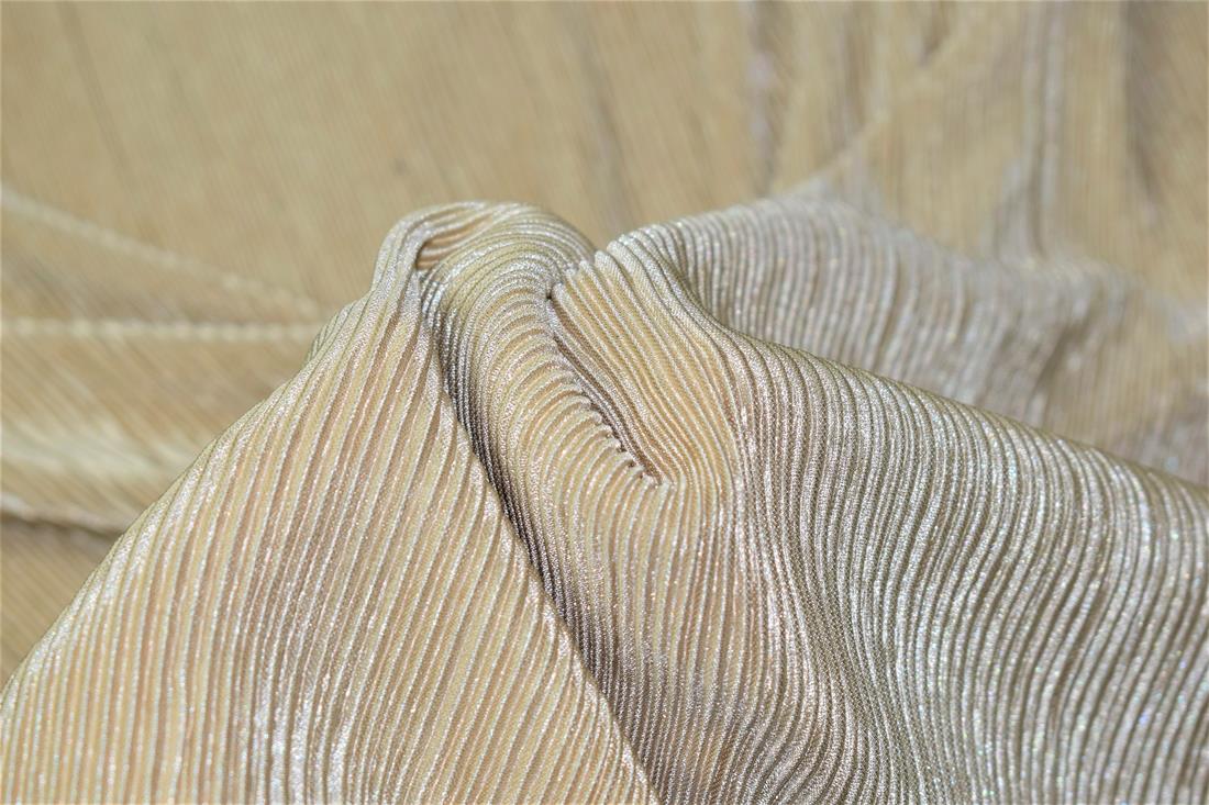 Plain Pleated Polyester Jersey Fabric, Stripes Print