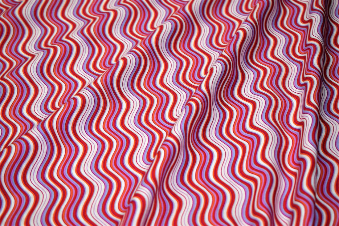 Red & Orange Zig Zag Print Cotton Lawn