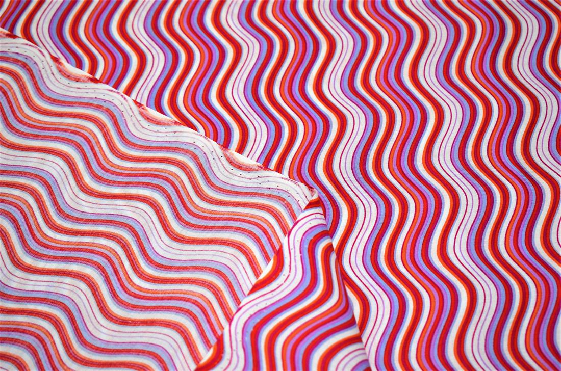 Red & Orange Zig Zag Print Cotton Lawn